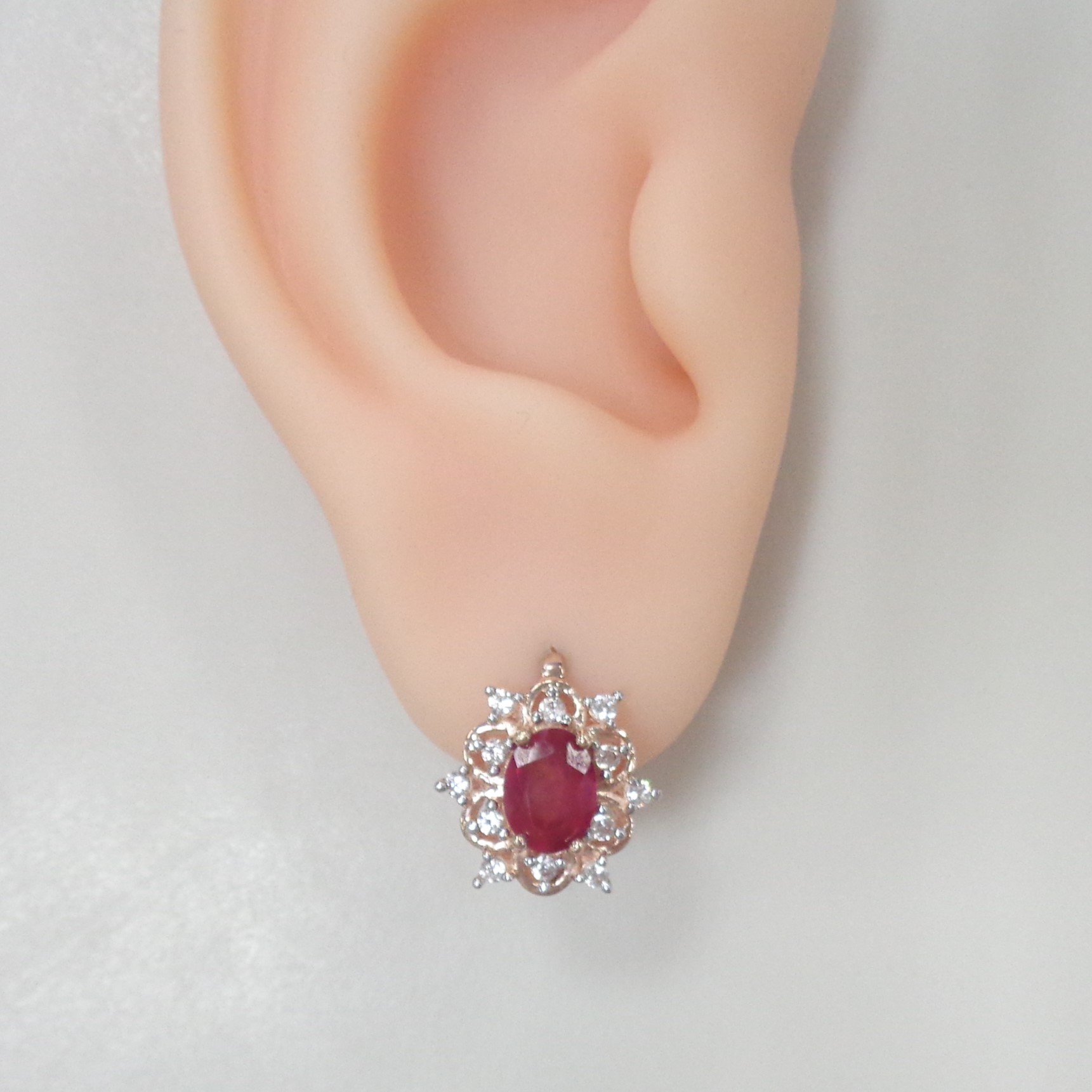 Серебряные серьги с рубинами